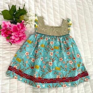 Matilda Jane Sleeveless Ruffled Top Girls 4 Square Neck Birds Envelopes Flower